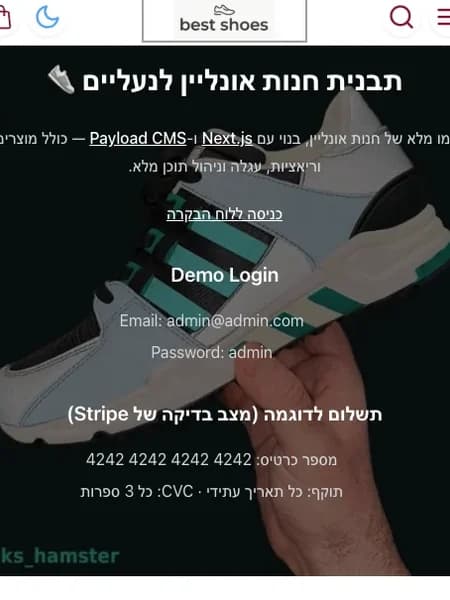 חנות נעליים לדוגמה – Next.js ו-Payload CMS — gallery image 1 (project/ecommerce/gallery-00.webp)